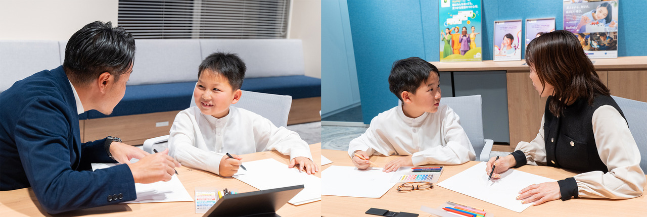 亲子双方仔细观察彼此的眼睛