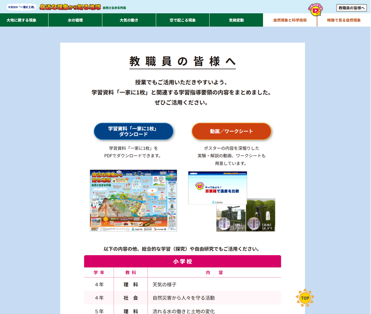 学习资料《每家一张地球》特设网站“致各位教师”