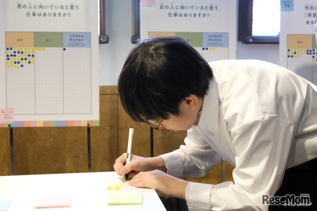 孩子们把自己的想法写在便签纸上