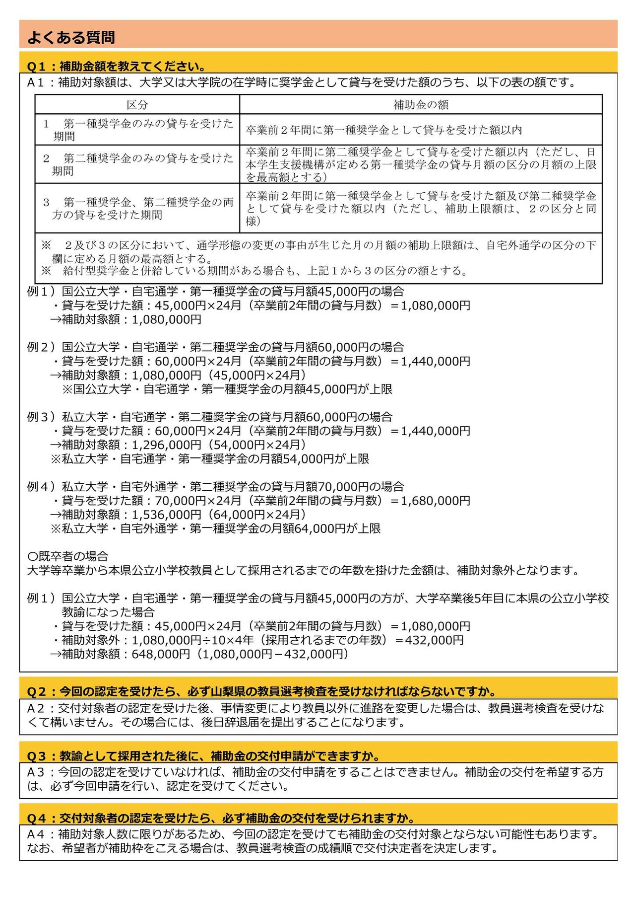 山梨县小学教师保障推进项目补助金