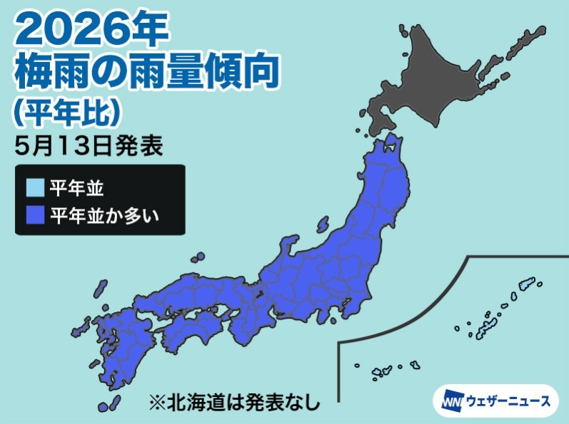 2026年梅雨季的降雨量趋势