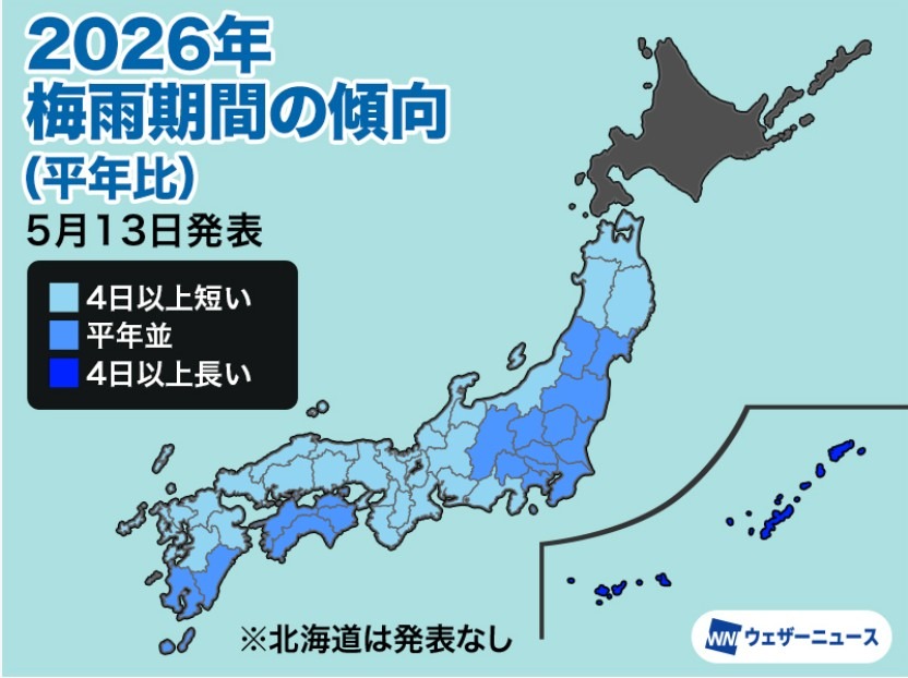 2026年梅雨季节的趋势