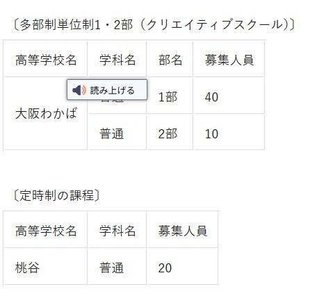 令和8年度大阪府公立高中秋季招生名额