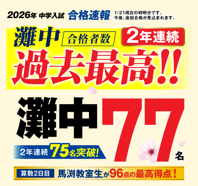 馬渕教室2026年度中学入試合格速報
