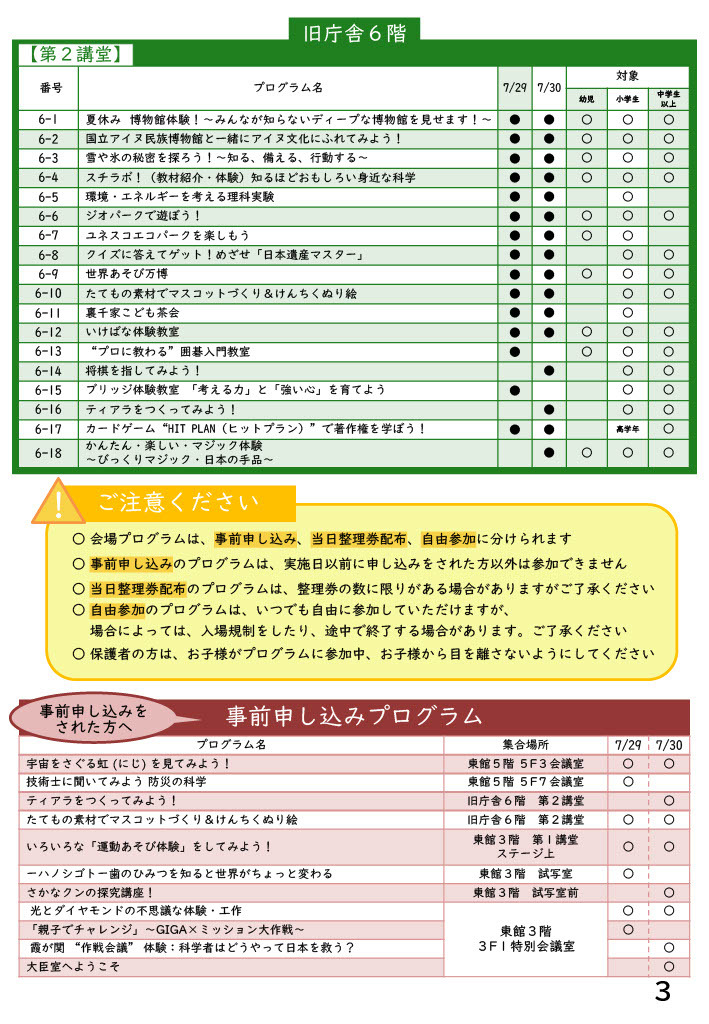 “儿童霞关参观日”宣传册（文部科学省）
