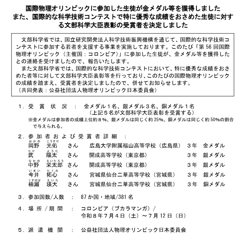 文部科学大臣表彰的获奖者