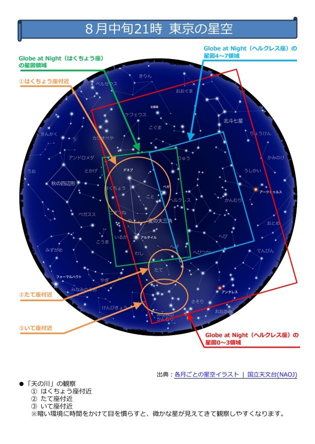8月中旬21時 東京の星空