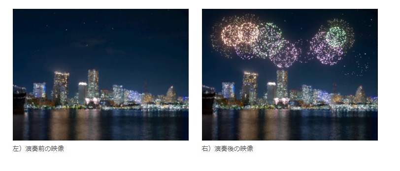 演奏前的视频（左）和演奏后的视频（右）