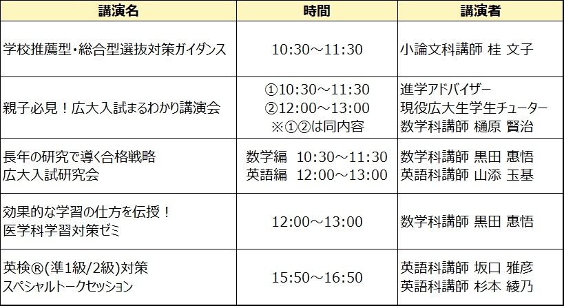 河合塾讲师特别活动日程安排