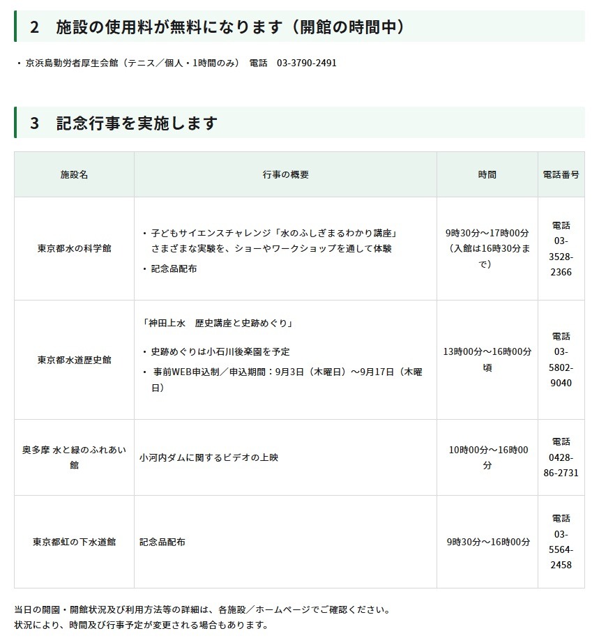 设施使用费免费，纪念活动