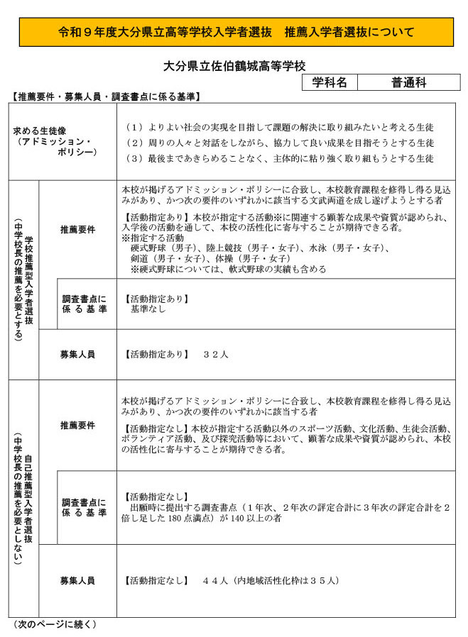 大分県立佐伯鶴城高等学校（普通科）