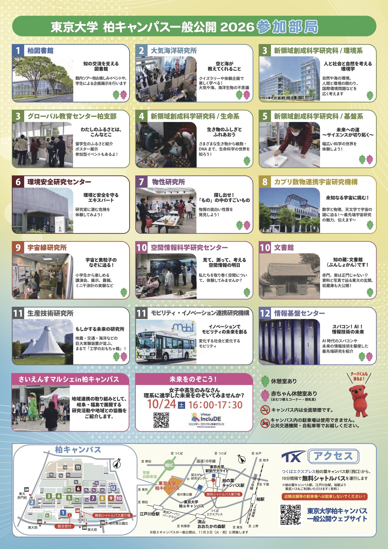 2026年东京大学柏校区开放日 参与单位