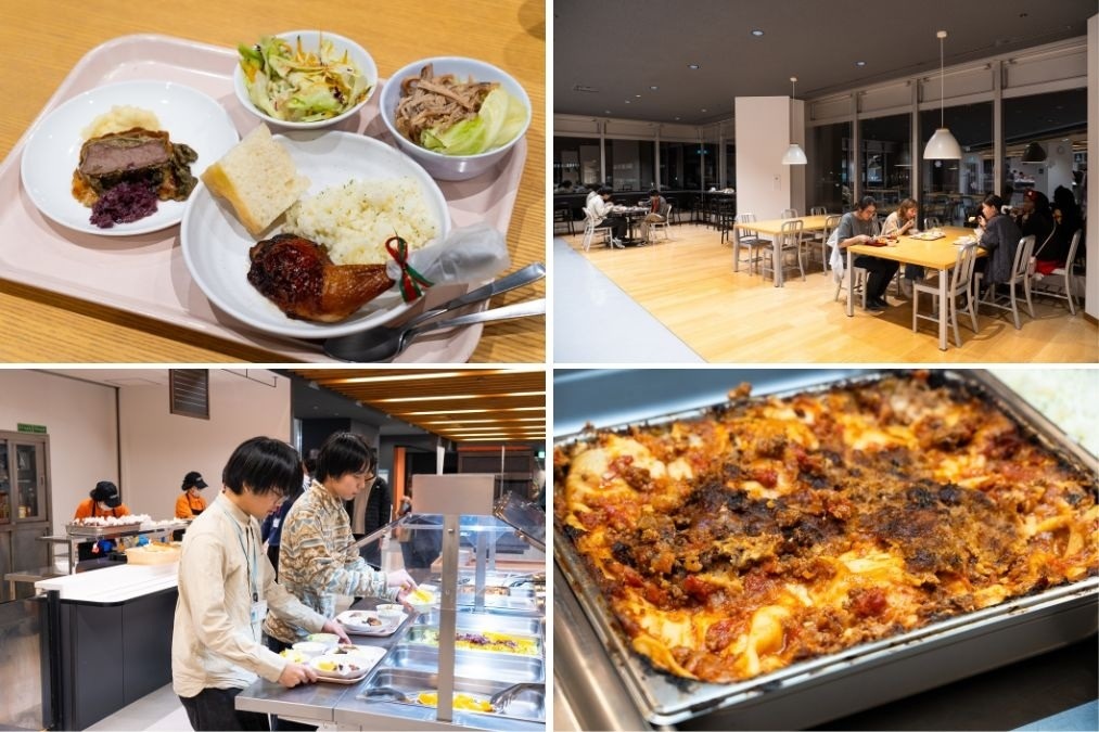 每日餐食采用自助餐形式，在食堂供应。日式、西式、中式、多国风味……每日轮换的菜单琳琅满目。