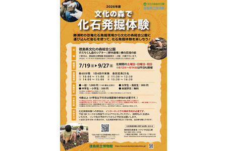 【2026年暑假】德岛县立博物馆，化石发掘体验……中小学生500日元 画像