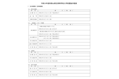 【2027年高中入学考试】和歌山县立高中公布招生简章……普通选拔将于3月10日举行 画像