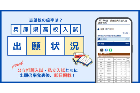 【2026年高中入学考试】兵库县公立高中推荐入学及私立高中入学考试报名情况速报…神户新闻NEXT 画像