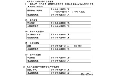 【2027年高中入学考试】兵库县公立高中招生日程，学力测试3月11日 画像