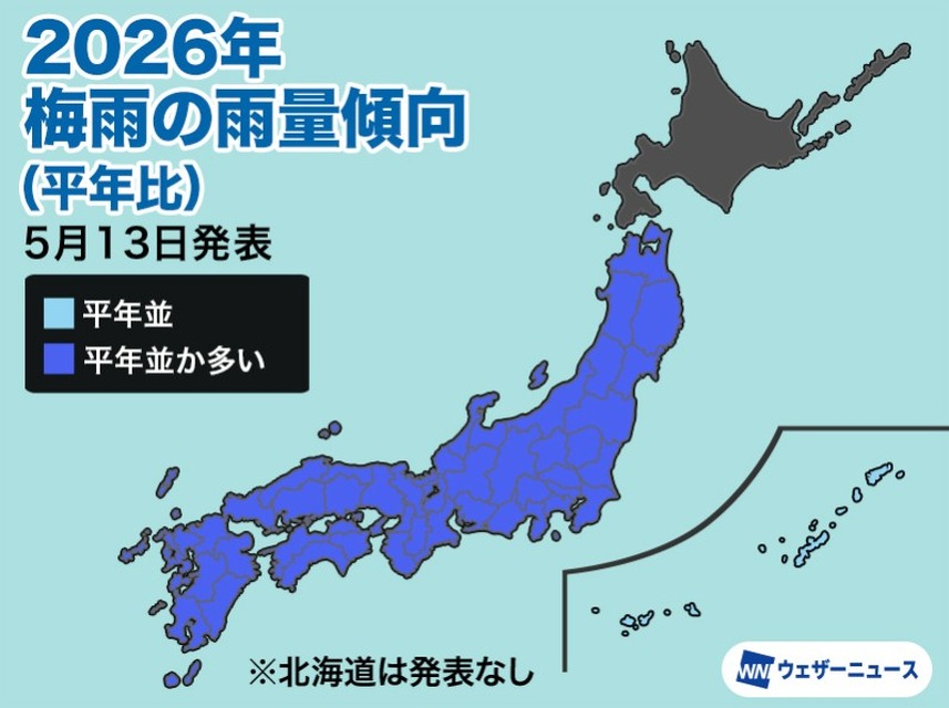 2026年梅雨季的降雨量趋势