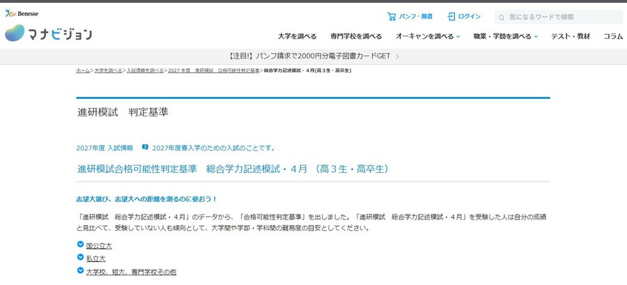 进研模拟考试合格可能性判定标准 综合学力论述型模拟考试·4月（高三学生·高中毕业生）